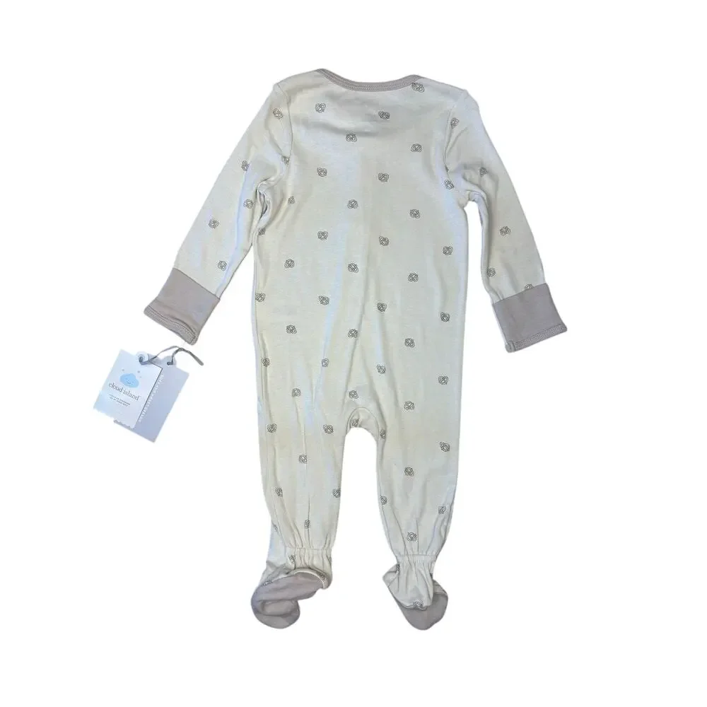 Baby 3 Pack Footed Sleepers 6-9M Cloud Island 2-Way Zip Neutral Pajamas NWT